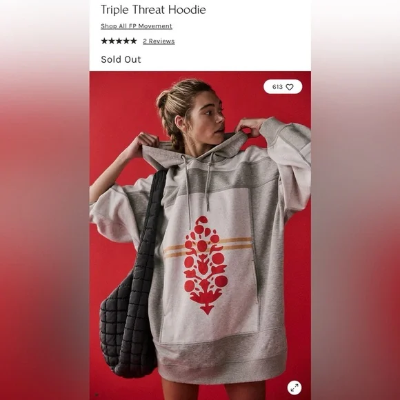 (NWOT) Free People Triple Threat Logo Hoodie - Picture 14 of 14